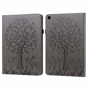 For Huawei MatePad SE 10.4 2022 Tree & Deer Pattern Embossed Leather Tablet Case(Grey)