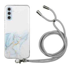 For Samsung Galaxy A05s Hollow Marble Pattern TPU Phone Case with Neck Strap Rope(Grey)