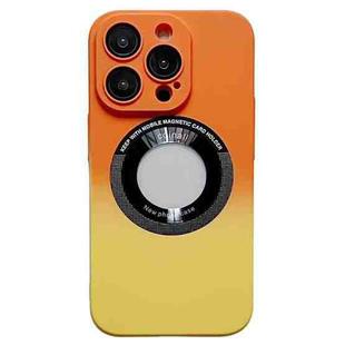 For iPhone 14 Pro Gradient Skin Feel MagSafe Magnetic Phone Case(Orange + Yellow)