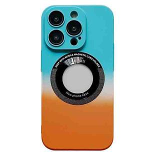 For iPhone 13 Pro Max Gradient Skin Feel MagSafe Magnetic Phone Case(Sky Blue + Orange)