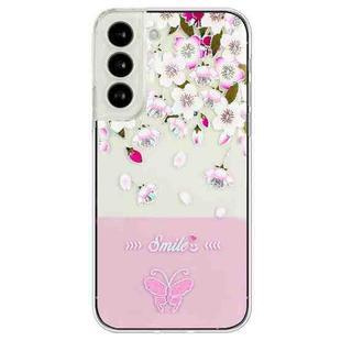 For Samsung Galaxy S23+ 5G Bronzing Butterfly Flower TPU Phone Case(Peach Blossoms)