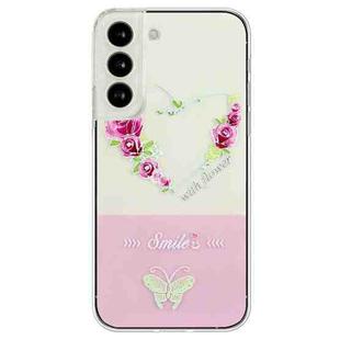 For Samsung Galaxy S23+ 5G Bronzing Butterfly Flower TPU Phone Case(Rose Heart)