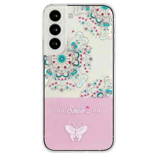 For Samsung Galaxy S23+ 5G Bronzing Butterfly Flower TPU Phone Case(Peacock Flower)