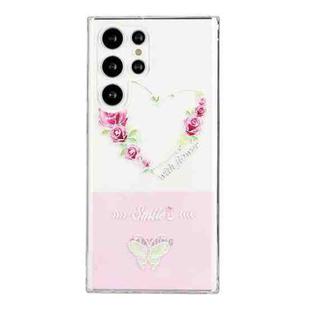 For Samsung Galaxy S23 Ultra 5G Bronzing Butterfly Flower TPU Phone Case(Rose Heart)