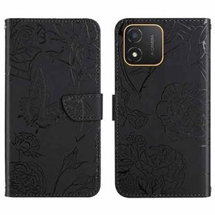 For Honor X5 4G HT03 Skin Feel Butterfly Embossed Flip Leather Phone Case(Black)