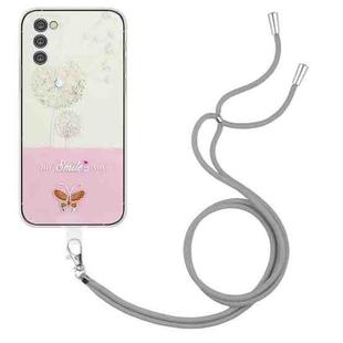 For Samsung Galaxy A34 5G Bronzing Butterfly Flower TPU Phone Case with Lanyard(Dandelions)