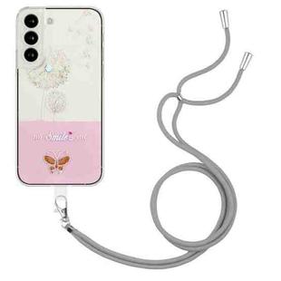 For Samsung Galaxy S23 5G Bronzing Butterfly Flower TPU Phone Case with Lanyard(Dandelions)