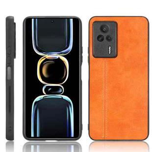 For Xiaomi Redmi K60E 5G Sewing Cow Pattern Skin PC + PU + TPU Phone Case(Orange)