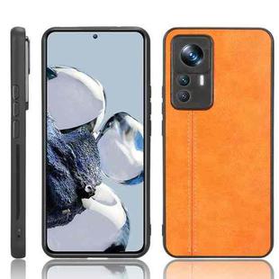 For Xiaomi 12T/Redmi K50 Ultra Sewing Cow Pattern Skin PC + PU + TPU Phone Case(Orange)