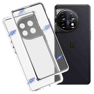 For OnePlus 11 Full Cover Magnetic Metal Tempered Glass Phone Case(Silver)