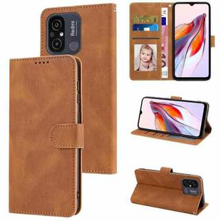 For Xiaomi Redmi 12C / Poco C55 Fantasy Skin-feel Calfskin Texture Leather Phone Case(Brown)