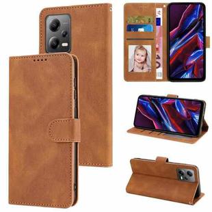 For Xiaomi Redmi Note 12 / Poco X5 Fantasy Skin-feel Calfskin Texture Leather Phone Case(Brown)