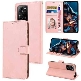 Fantasy Skin-feel Calfskin Texture Leather Phone Case for Xiaomi Redmi Note 12 Pro 5G/12 Pro Speed / Poco X5 Pro(Pink)