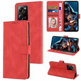 Fantasy Skin-feel Calfskin Texture Leather Phone Case for Xiaomi Redmi Note 12 Pro 5G/12 Pro Speed / Poco X5 Pro(Red)