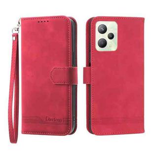 For Realme C35 Dierfeng Dream Line Leather Phone Case(Red)