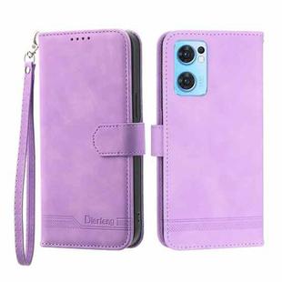 For OPPO Reno7 5G Dierfeng Dream Line Leather Phone Case(Purple)
