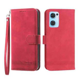 For OPPO Reno7 5G Dierfeng Dream Line Leather Phone Case(Red)