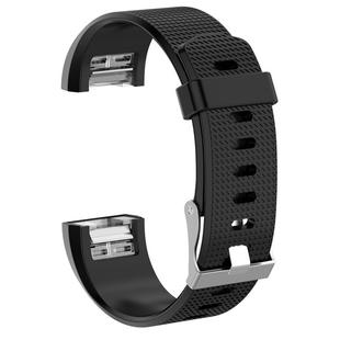 For Fitbit Charge 2 Common Texture Silicone  Watch Band with Buckle, Size:S(Black)