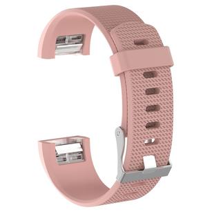For Fitbit Charge 2 Common Texture Silicone  Watch Band with Buckle, Size:S(Light Pink)