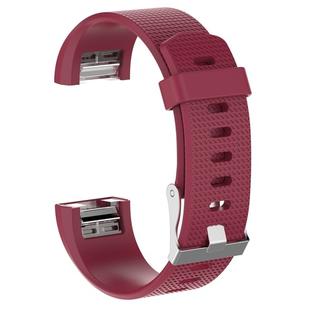 For Fitbit Charge 2 Common Texture Silicone  Watch Band with Buckle, Size:S(Rose Red)