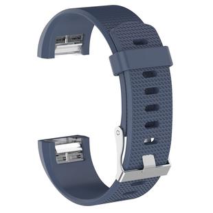 For Fitbit Charge 2 Common Texture Silicone  Watch Band with Buckle, Size:S(Blue Grey)