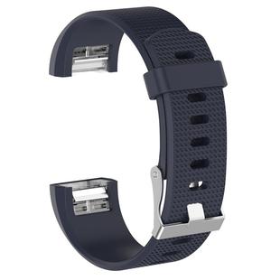For Fitbit Charge 2 Common Texture Silicone  Watch Band with Buckle, Size:L(Blue)