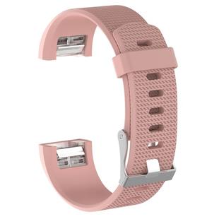 For Fitbit Charge 2 Common Texture Silicone  Watch Band with Buckle, Size:L(Light Pink)