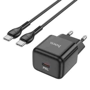 hoco N32 PD 30W Single Port USB-C/Type-C Charger with USB-C/Type-C to USB-C/Type-C Cable Set, EU Plug(Black)