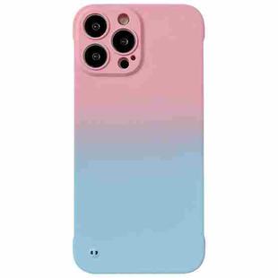 For iPhone 14 Pro Max Frameless Skin Feel Gradient Phone Case(Pink + Light Blue)