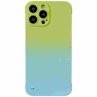 For iPhone 14 Pro Max Frameless Skin Feel Gradient Phone Case(Green + Light Blue)