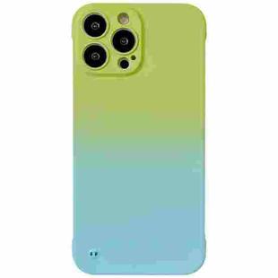 For iPhone 14 Frameless Skin Feel Gradient Phone Case(Green + Light Blue)