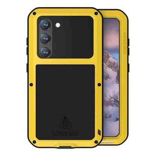 For Samsung Galaxy S23 5G LOVE MEI Metal Shockproof Life Waterproof Dustproof Phone Case(Yellow)