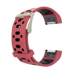 For Fitbit Charge 2 Two-tone Round Hole Silicone  Watch Band with Buckle(Red + Black)