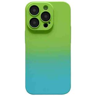For iPhone 14 Pro Max Skin Feel Gradient Phone Case(Green + Blue)