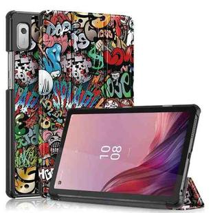 For Lenovo Tab M9 TB-310FU 3-folding Coloured Drawing Leather Smart Tablet Case(Graffiti)