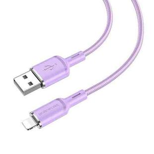 Borofone BX90 USB to 8 Pin Cyber 2.4A Charging Data Cable, Length:1m(Purple)