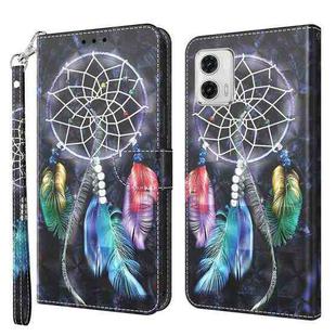 For Motorola Moto G73 3D Painted Leather Phone Case(Colorful Dreamcatcher)