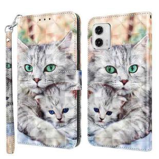 For Motorola Moto G73 3D Painted Leather Phone Case(Two Loving Cats)