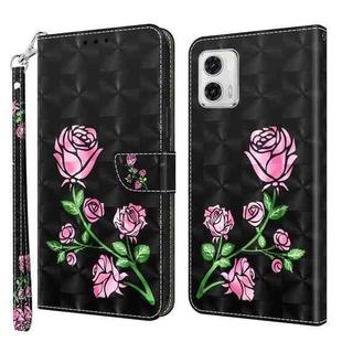 For Motorola Moto G73 3D Painted Leather Phone Case(Rose)