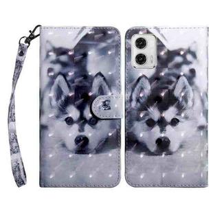 For Motorola Moto G73 3D Painted Leather Phone Case(Husky)