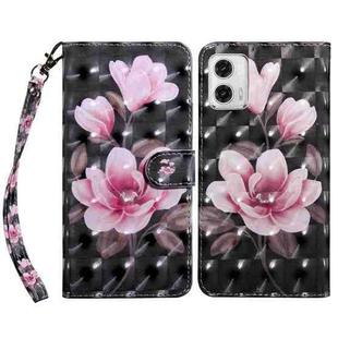 For Motorola Moto G73 3D Painted Leather Phone Case(Pink Flower)