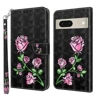 For Google Pixel 7 5G 3D Painted Leather Phone Case(Rose)