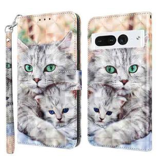 For Google Pixel 7 Pro 5G 3D Painted Leather Phone Case(Two Loving Cats)