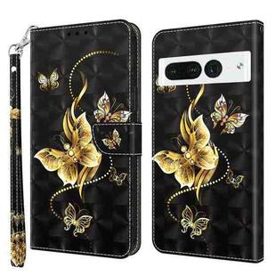 For Google Pixel 7 Pro 5G 3D Painted Leather Phone Case(Golden Swallow Butterfly)