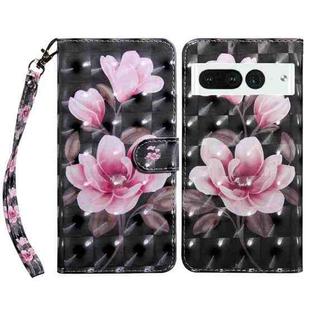 For Google Pixel 7 Pro 5G 3D Painted Leather Phone Case(Pink Flower)