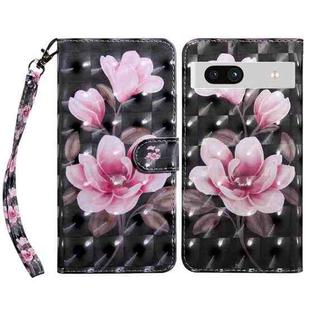 For Google Pixel 7a 5G 3D Painted Leather Phone Case(Pink Flower)