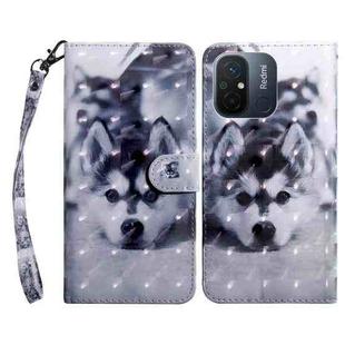 For Xiaomi Redmi 11A 3D Painted Leather Phone Case(Husky)