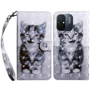 For Xiaomi Redmi 11A 3D Painted Leather Phone Case(Smile Cat)