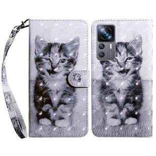 For Xiaomi 12T Pro 3D Painted Leather Phone Case(Smile Cat)