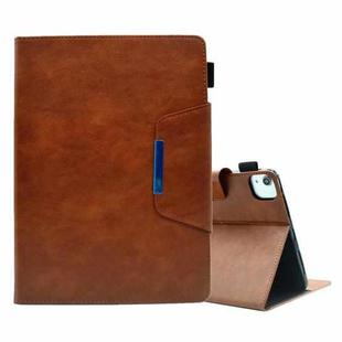 For iPad Pro 11 2022/2021/2020 / Air 10.9 2022 / 2020 Suede Cross Texture Magnetic Clasp Leather Tablet Case(Brown)